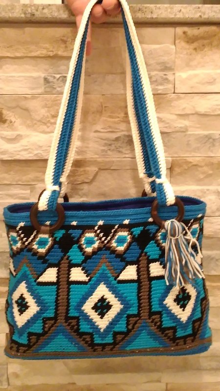 Wayùlia Tapestry häkeln, Mochila Umhängetasche Iguana