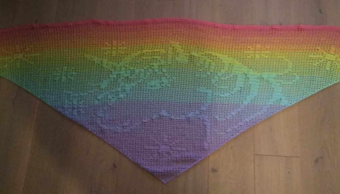 Motivtuch Unicorn, Einhorn Dreieckstuch, Häkelanleitung