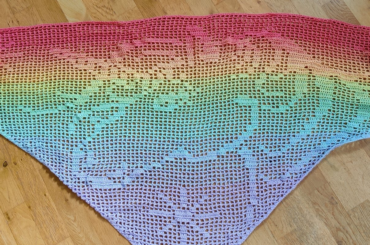 Motive scarf Unicorn, unicorn triangular scarf, crochet pattern