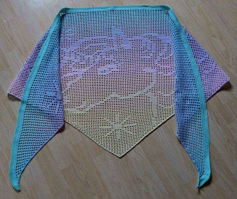 Motivtuch Unicorn, Einhorn Dreieckstuch, Häkelanleitung