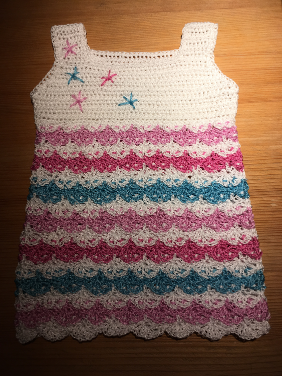 crochet pattern baby dress "unicorn", 0-4 years
