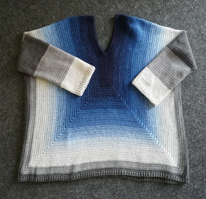 Häkelanleitung Pullover, an alle Größen anpassbar