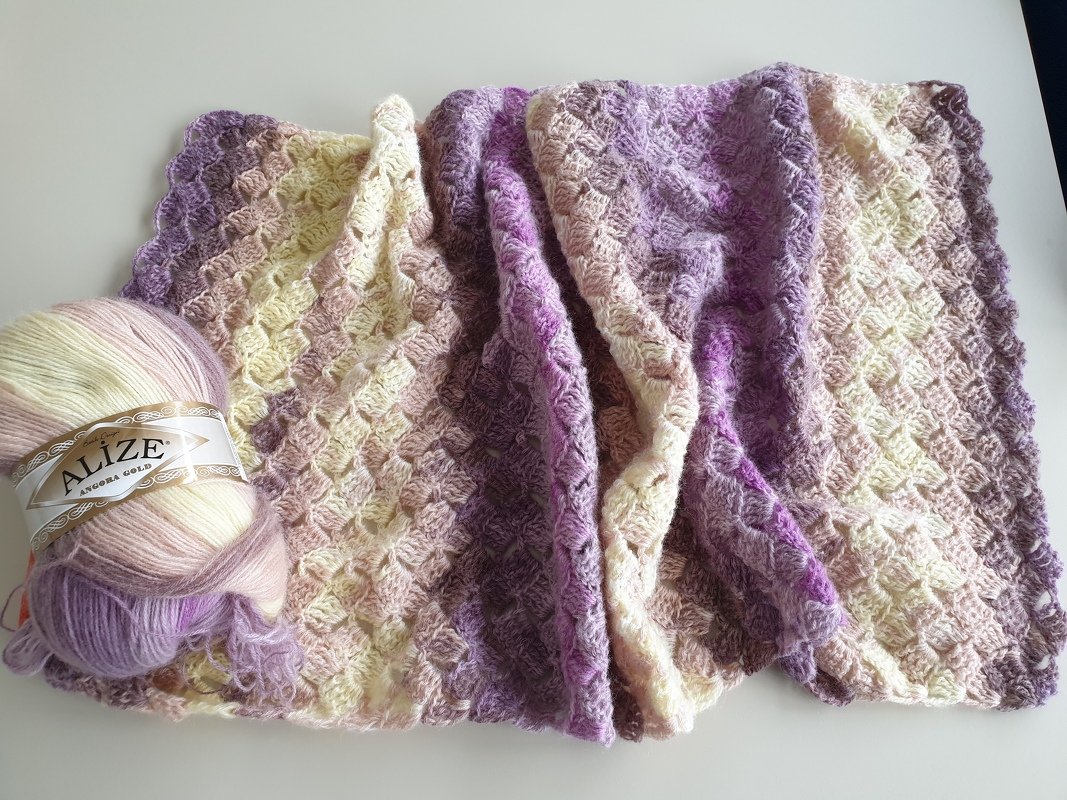 Häkelanleitung Tuch &quot;Cappucchino&quot; mit 1 Bobbel gehäkelt