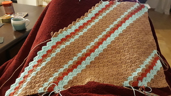 Sieht schön aus und geht einigermaßen einfach zu häkeln. Aber es dauert, bis man 6 Platzsets fertig hat 😂