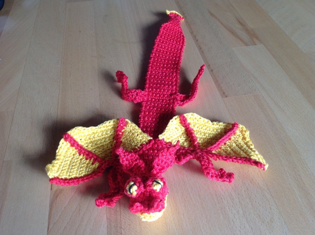 Häkelanleitung Lesezeichen Drache