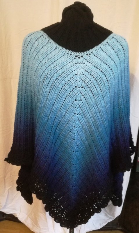 Häkelanleitung - Set - Poncho + Mütze " Mitternachtstraum"