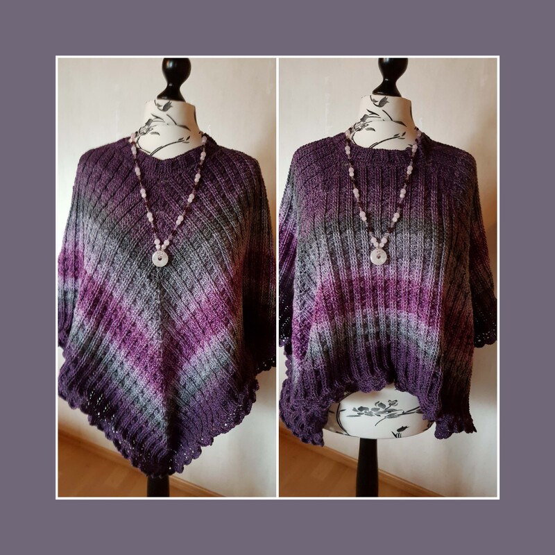 Häkelanleitung - Set - Poncho + Mütze " Mitternachtstraum"