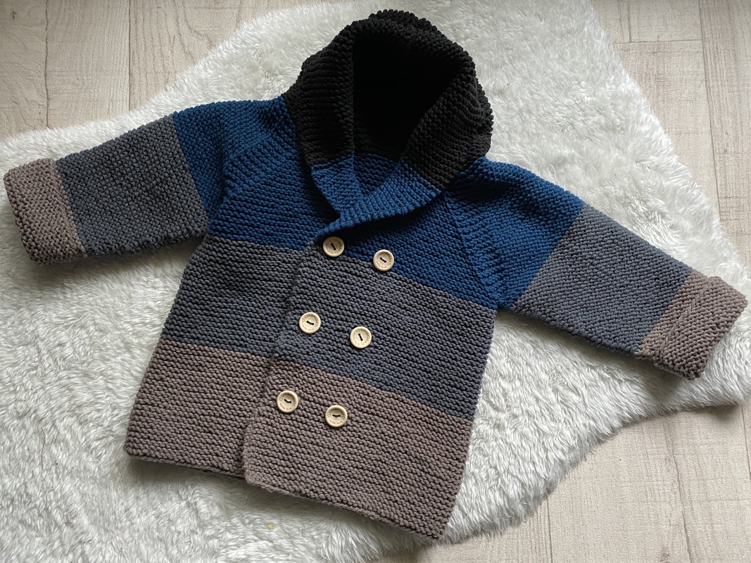 Strickanleitung * Baby Jacke mit Kapuze oder Kragen in 3 Größen