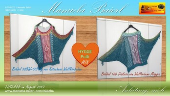 hat super geklappt , ging auch ganz schnell;  gehäkelt mit verschiedenen Bobbeln. Leicht abgeändert. Und an der Passe muss ich noch was ändern. Werde wahrscheinlich nochmals auftrennen und die Passe stricken, das es enger bleibt.