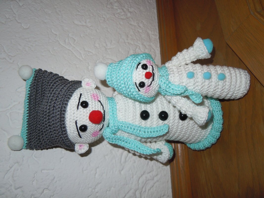 Anleitung Amigurumi „Schneemann und Sohn„ (Vater) 23 cm groß (Sohn) 11 cm groß