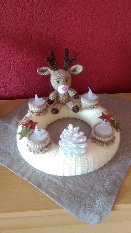 Häkelanleitung Adventkranz  kleine Elche