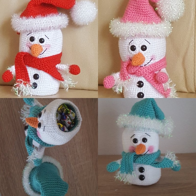 Häkelanleitung - Süße Schneemänner - befüllbar, Geschenkidee, Adventskalender