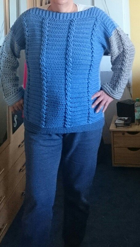 Häkel-Pulli Zopfmuster (Gr. S/M und L/XL - leicht an alle Größen anzupassen)