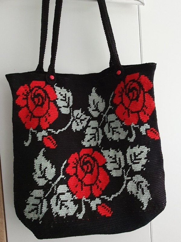 Hand-Tasche Rose, Häkelanleitung