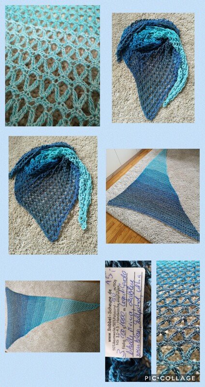 Häkelanleitung Dreieckstuch &quot;Sanfte Brise&quot; mit 1 Bobbel gehäkelt
