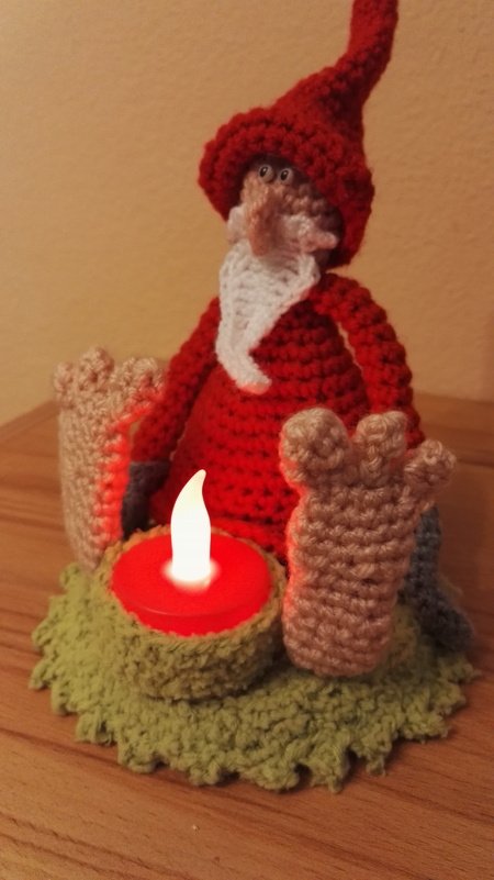 Häkelanleitung Teelichthalter Herr Klaus im Schlafrock