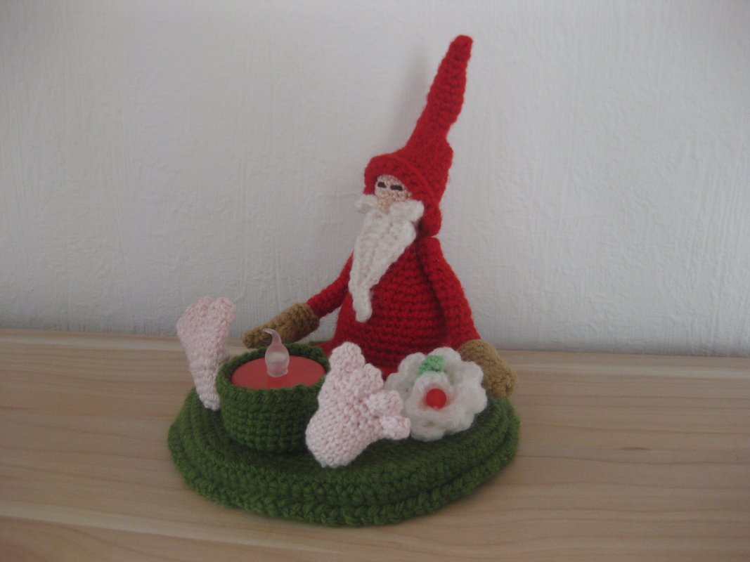 Häkelanleitung Teelichthalter Herr Klaus im Schlafrock