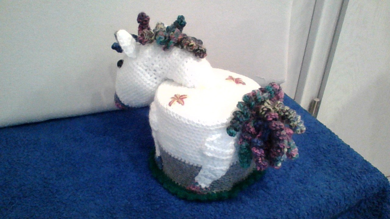 Klorollenhut Einhorn, Häkelanleitung