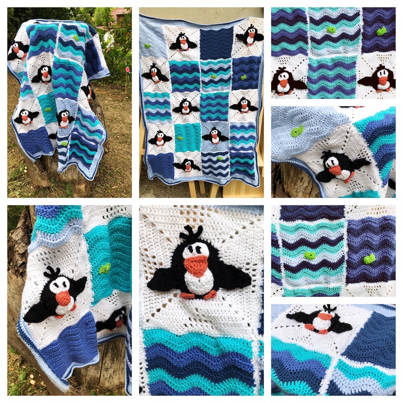 Häkelanleitung * BabyDECKE PinGuiN * Häkel-Krabbel-Decke, Kinder-Pinguin-Decke,