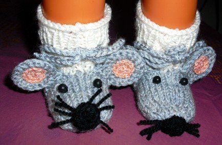 Niedliche Mäuseschühchen - Strickanleitung f. mehrere Größen