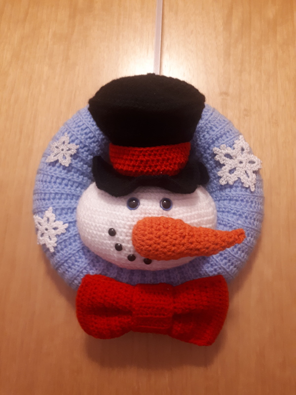 Häkelanleitung Türkranz Schneemann