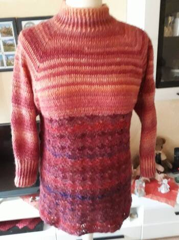 Tolle Anleitung .Das ist das 1ste mal das ich einen kompletten Pullover gehäkelt habe und ich hab es ohen mühe hinbekommen dank der sehr verständlichen Anleitung.
Weiter so