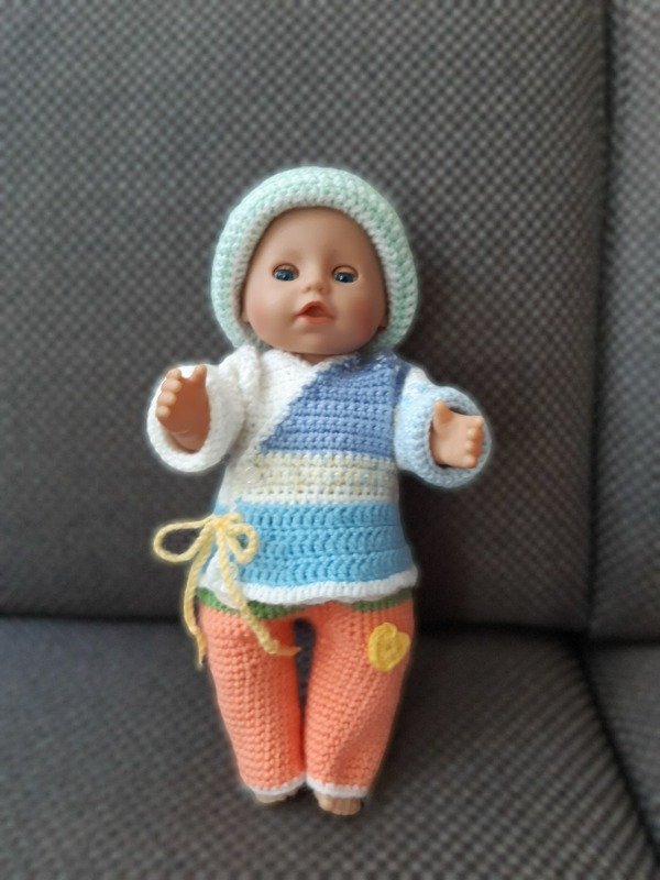 Puppenkleidung 40 cm häkeln Wickeltop Hose Hut