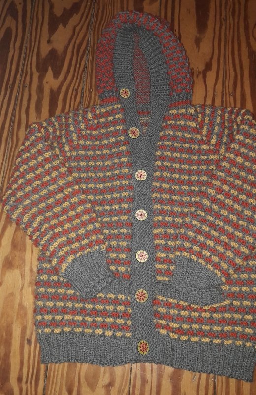 Strickanleitung - Kinderjacke mit Kapuze und Taschen - Raglan von oben
