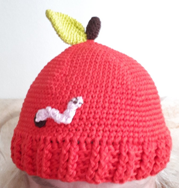 Anleitung f&uuml;r M&uuml;tze 'Apfel mit Wurm'