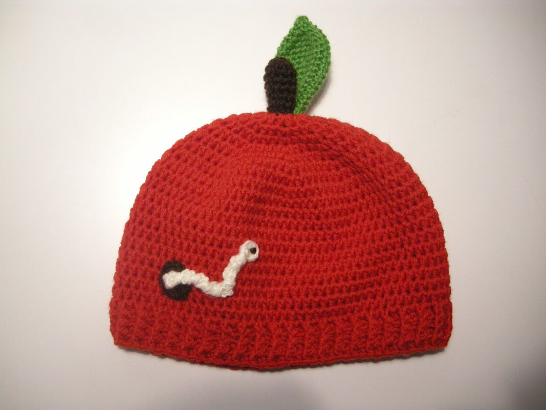 Mütze Apfel mit oder ohne Wurm - Häkelanleitug