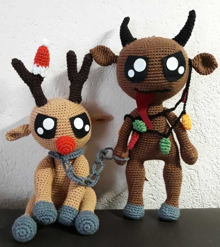Häkelanleitung Krampus und sein Rentier