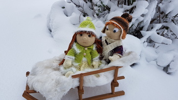 Es sind wie immer tolle Anleitungen.
Hier sind meine beiden bei einer Schlittenfahrt :)