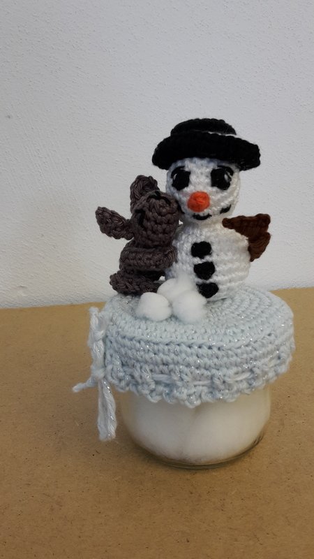 Häkelanleitung Deckel-Cover Schneemann ´s Freund Winter #0018 deutsch