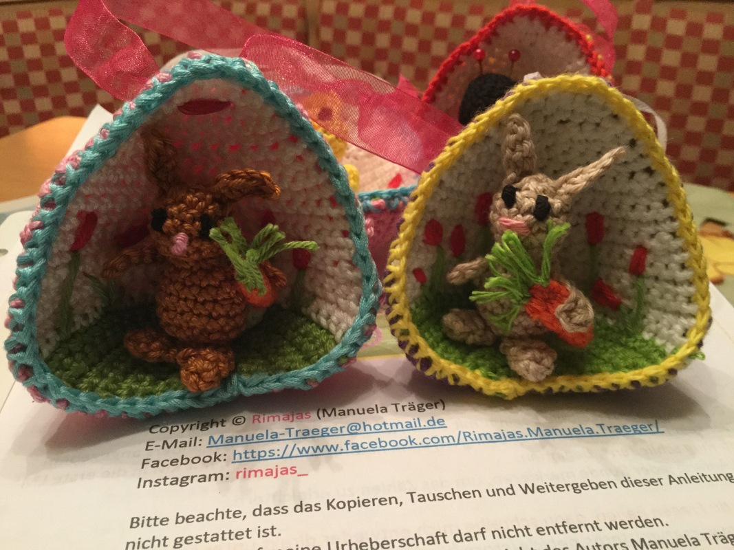 Häkelanleitung &quot;Bunte Osteranhänger&quot; Dekoidee! Ideal für Wollreste!