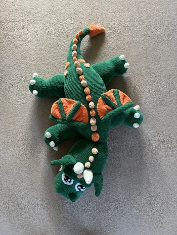 Made for my grandson for his Christmas gift. I used some naughty words sewing the dragon together but boy, was he worth the effort!