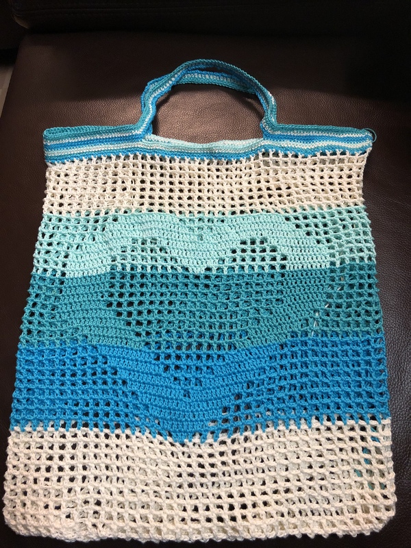 Einkaufsnetz Tasche Beutel mit Herz - Häkelanleitung