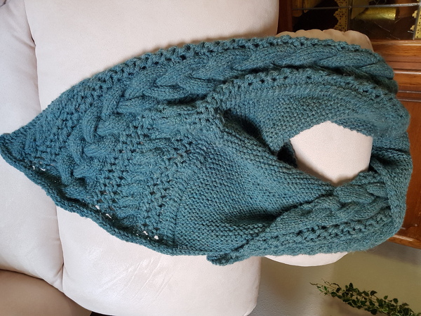 Knitting Pattern Triangle Shawl with Cable and Lace Pattern – Large Winter