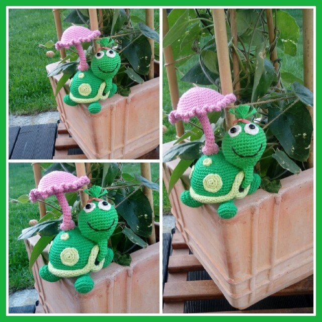 Turtle with umbrella -- Crochet Pattern by Haekelkeks®