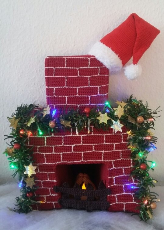 Häkelanleitung Weihnachtlicher Kamin