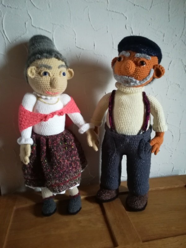 2 Häkelanleitungen für Gabis Opa Heinrich und Oma Hildchen im Set, ca. 60 - 65 cm groß