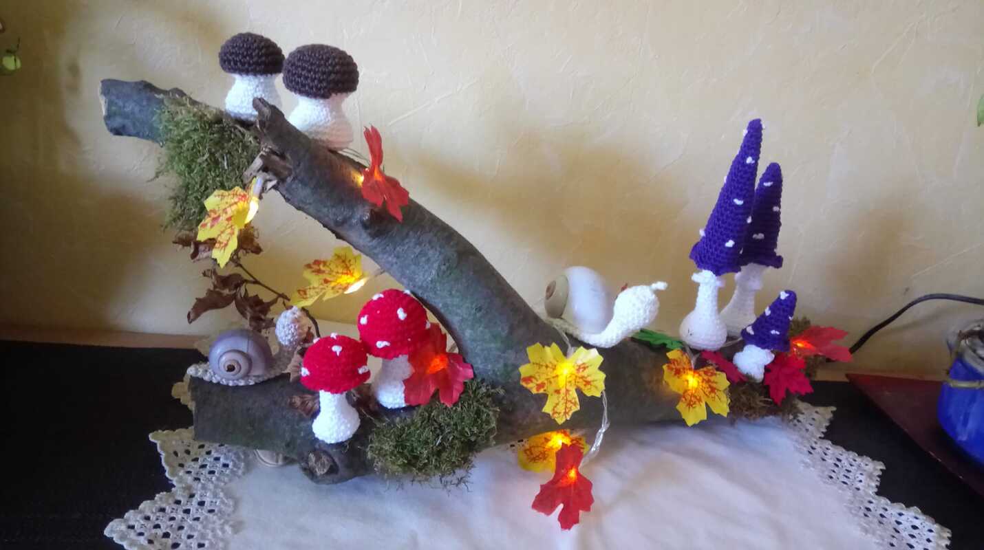 Mini Pilze 3er Set mit 2 Schnecken zu Muttertag Glücksbringer Herbstdeko