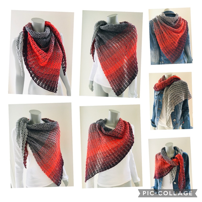 Triangle Shawl „Red Coral“ – Crochet Pattern