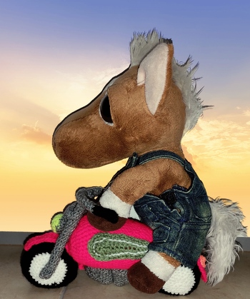 Diese Anleitung hat mir sehr viel Spass gemacht. Sie ist toll beschreiben und bebildert. Auch Anfänger kommen super mit der Anleitung zurecht. Es st alles sehr genau beschrieben und erklärt. Ich habe eine etwas grössere Nadelstärke verwendet, da das Motorrad für meinen kleinen Pferdi sein sollte und da muss natürlich das Größenverhältnis passen. Ich finde das Endergebnis kann sich durchaus sehen lassen und Pferdi ist auch ganz aus dem Häuschen ;-)