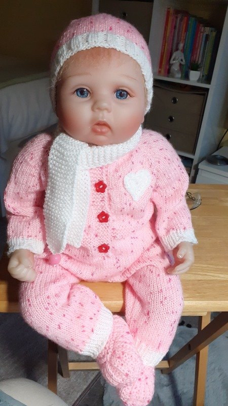 Strickanleitung Babyset 3-teilig Perle für Baby und Reborn Gr.50/54