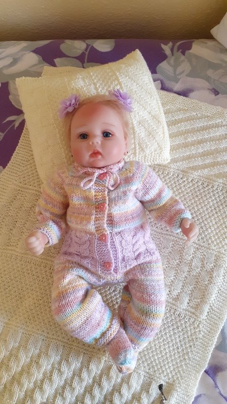 Strickanleitung Babyset 3-teilig Perle für Baby und Reborn Gr.50/54