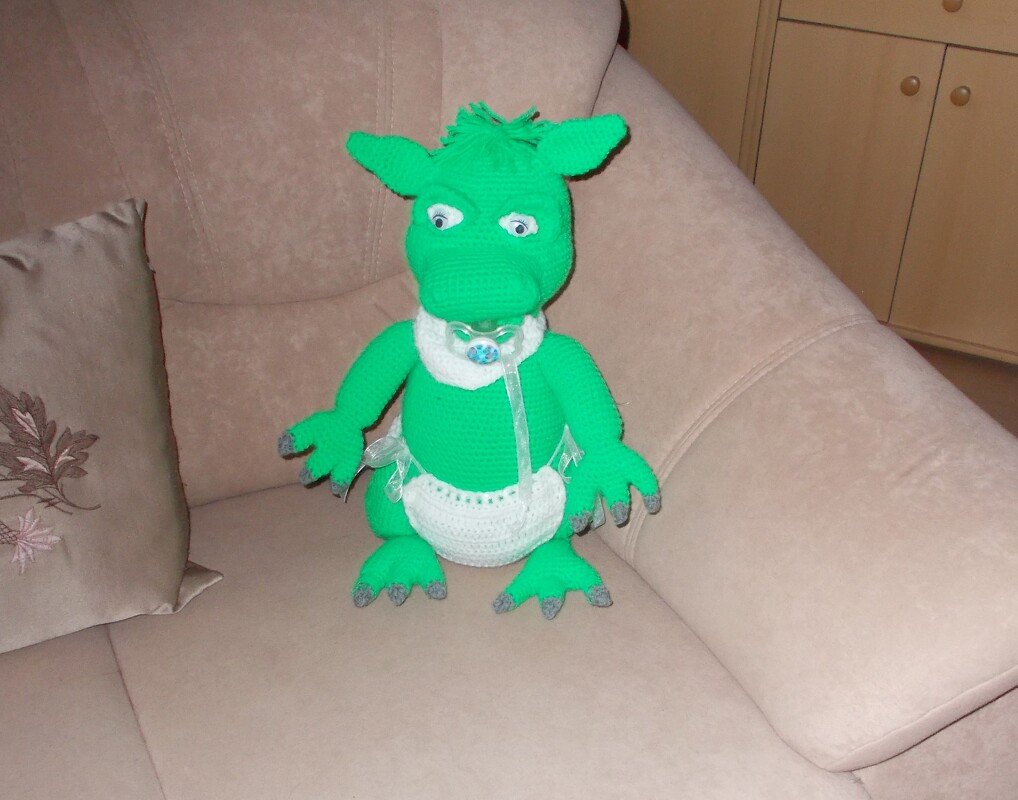 Baby Dino Bubi, ca. 35 - 40 cm groß, Gabis Häkelanleitung