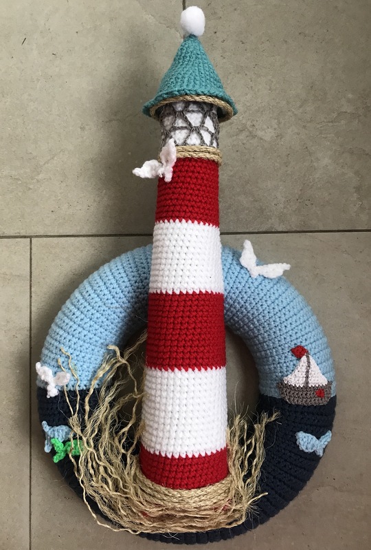 Häkelanleitung / Türkranz Leuchtturm Ahoi