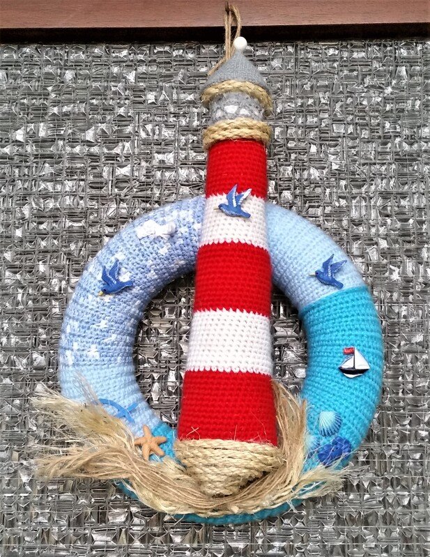 Häkelanleitung / Türkranz Leuchtturm Ahoi