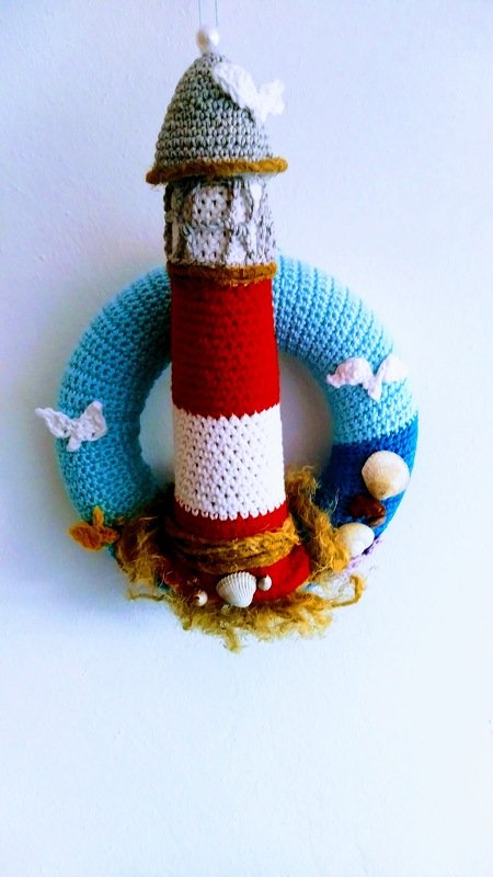 Häkelanleitung / Türkranz Leuchtturm Ahoi