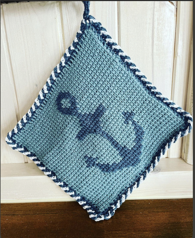 Sparset Maritime Topflappen / Tunesisch gehäkelt